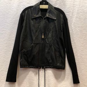Anne Klein black leather/wool jacket